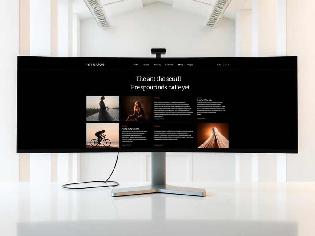 Workstation showing an editorial website layout designed by Studio Precise